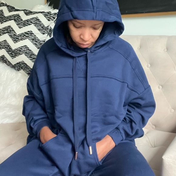 Savage X Fenty Royal Boss Blue Longsleeve Oversized Xssential Drawstring Hoodie - Picture 10 of 14